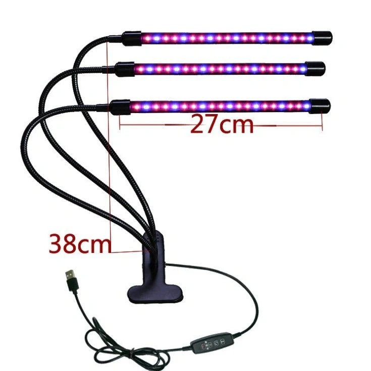 Adjustable USB plant growth light with timer for indoor gardening
