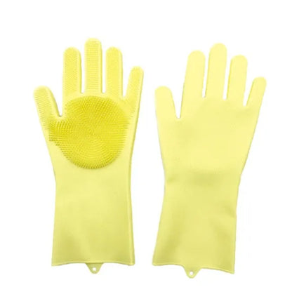 FDA food grade silicone kitchen cleaning gloves with orange colour and 357mm length