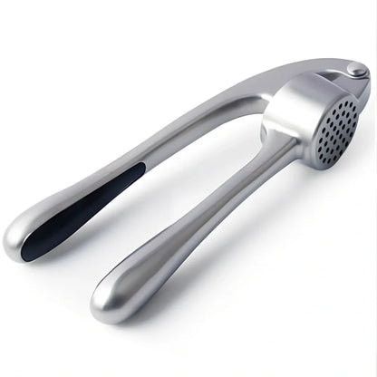 Manual garlic press with 17cm zinc alloy construction and long groove design for efficient garlic crushing