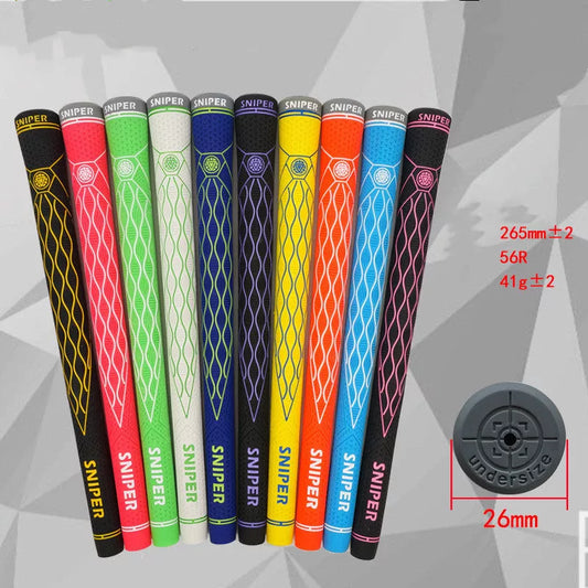 Female golf club grips in various colors made from natural rubber for durability and comfort