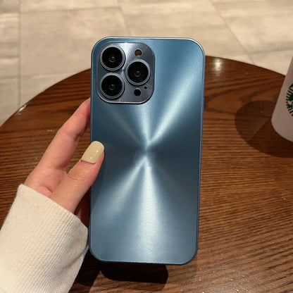 Dustproof metal iPhone case with raised lens protector in dark purple colour