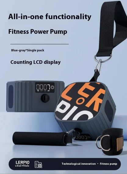 Adjustable resistance training tensioner in blue grey or orange grey colours with 2-20kg resistance range