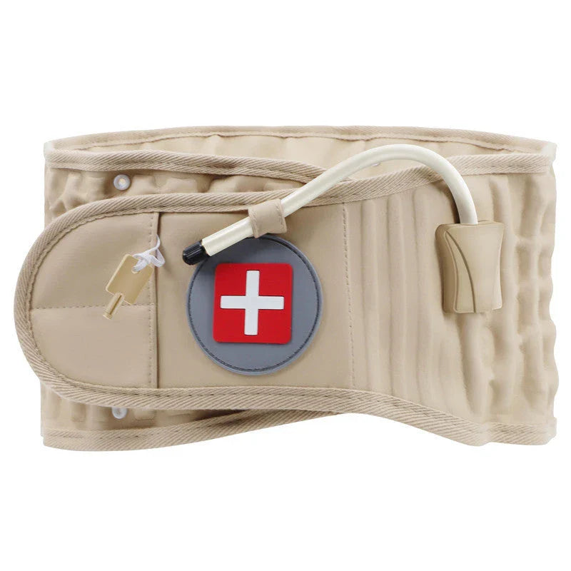 Inflatable Lumbar Traction Belt designed for back pain relief, featuring an adjustable inflation system and durable construction for personalized support and comfort.
