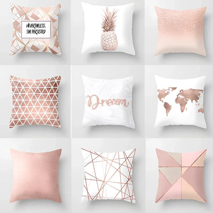 45x45cm pink sofa cushion cover with peach skin fabric texture