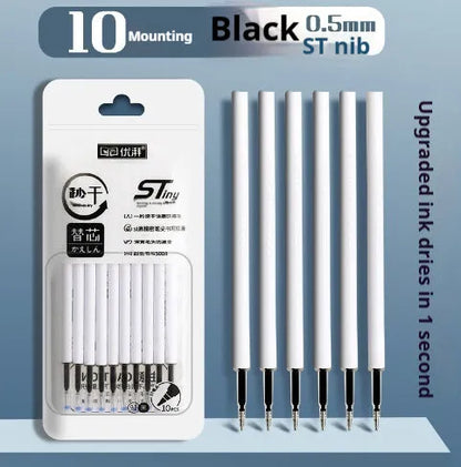 One Second Quick-drying Refill Neutral Push Bullet in black, red, blue, and ink blue colours with 500m writing length