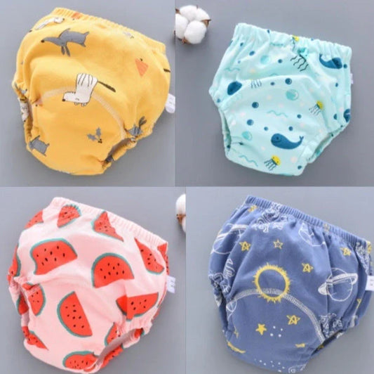 Washable baby training pants with 6-layer gauze diaper cover in pure cotton fabric