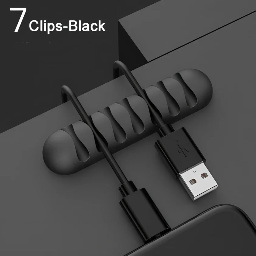 TPR silicone cable holder with Korean flannelette backing organising USB and network cables
