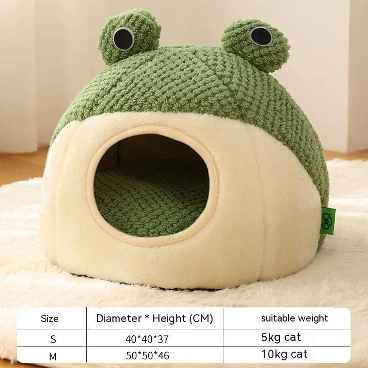 Little Frog Series Warm Plush Mat for small pets under 5KG in green frog design