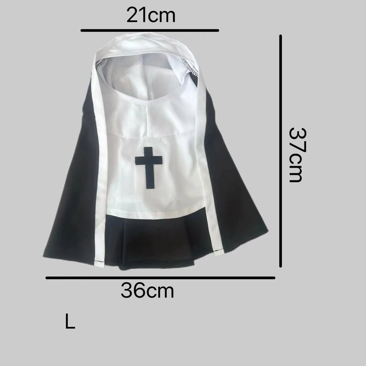 Black and white nun costume for small to medium dogs with pullover cloak design