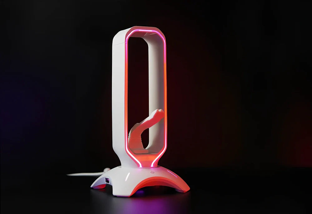 RGB gaming headphone stand measuring 252.5mm with USB connection and multiple colour options