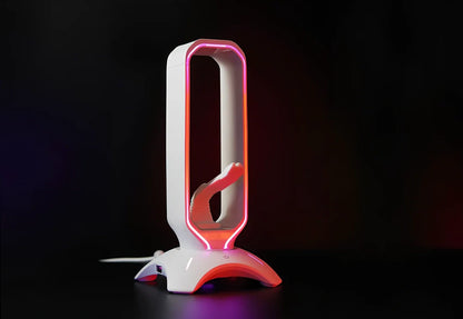 RGB gaming headphone stand measuring 252.5mm with USB connection and multiple colour options