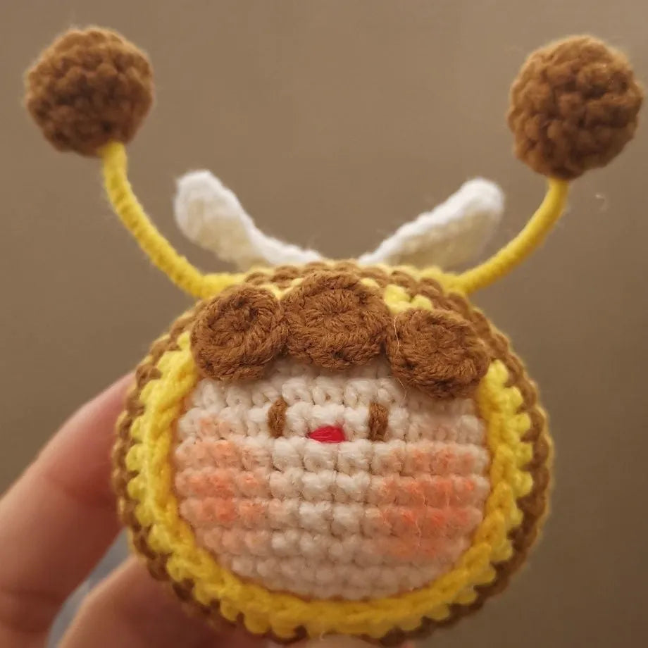 Handmade crocheted bee plush pendant for woolen dolls in soft material