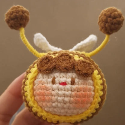 Handmade crocheted bee plush pendant for woolen dolls in soft material