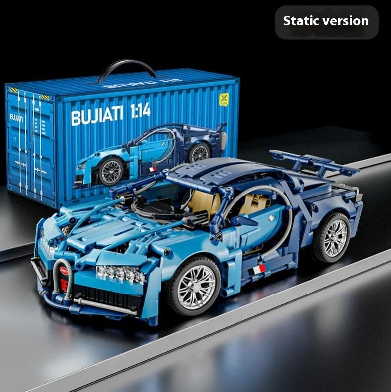 Remote control building block racing car model with detailed plastic components and wireless controller