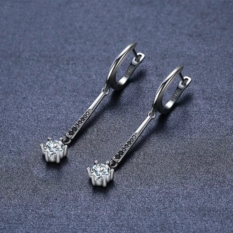 Copper Creative Three-dimensional Long Thin Earrings in black, perfect for adding a modern touch to any outfit.