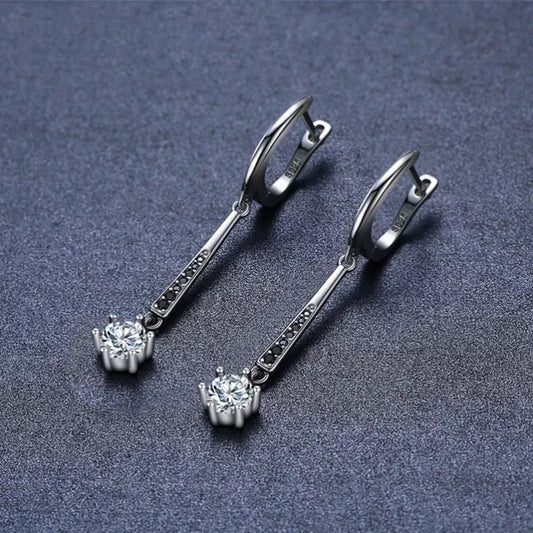 Copper Creative Three-dimensional Long Thin Earrings in black, perfect for adding a modern touch to any outfit.