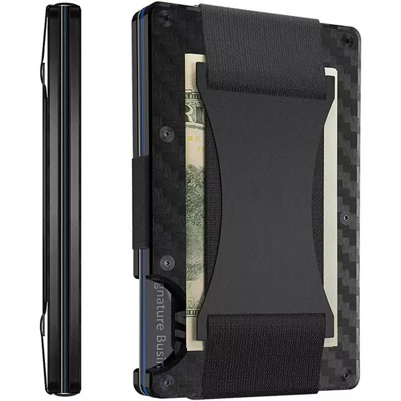 Metal carbon fiber wallet with RFID blocking technology in various colors