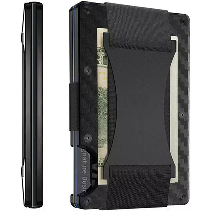 Metal carbon fiber wallet with RFID blocking technology in various colors