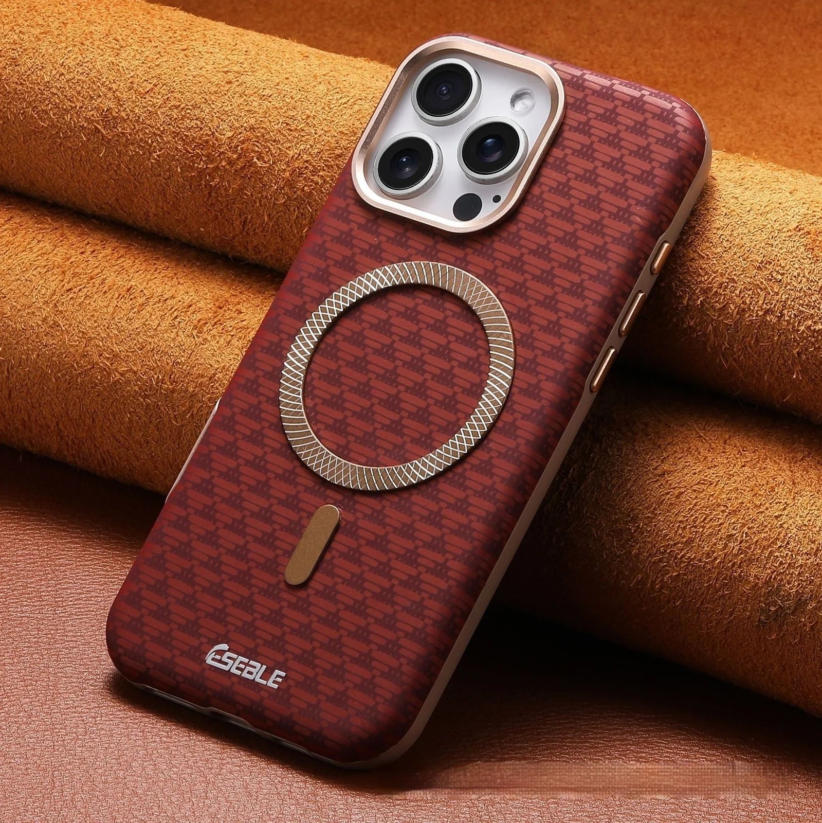 Triangle shield magnetic suction phone case in black with shockproof protection for iPhone