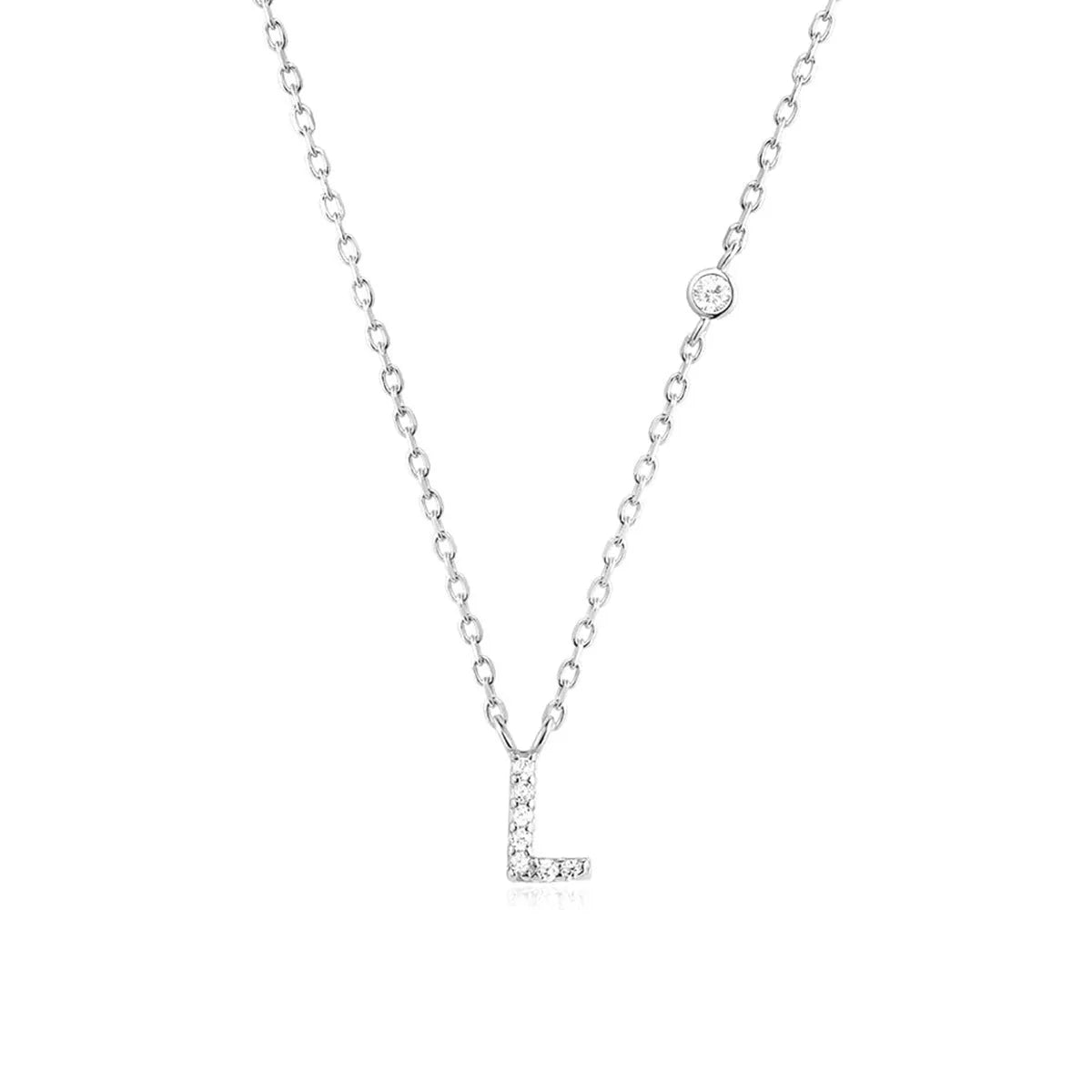 Custom Initial Necklace with sparkling CZ pendant, available in gold or silver finish