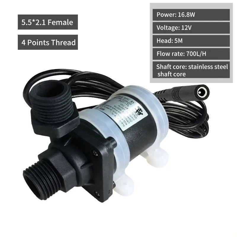 Jiatong JT-750 DC water pump with threaded connections for solar and underfloor heating systems