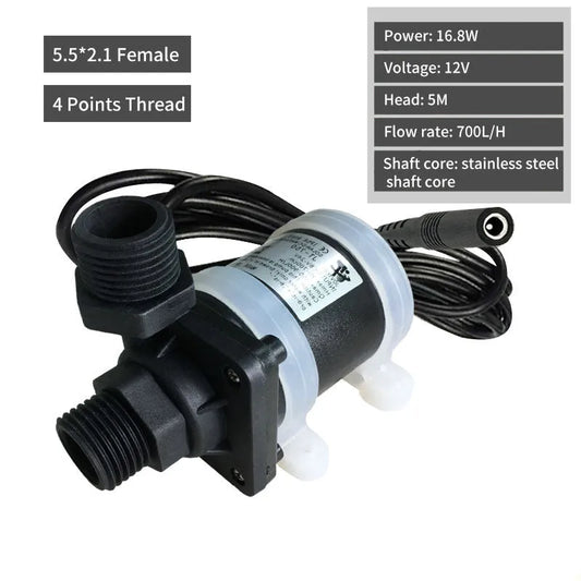 Jiatong JT-750 DC water pump with threaded connections for solar and underfloor heating systems