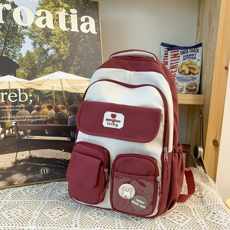 Stylish preppy backpack for women with large capacity and multiple pockets