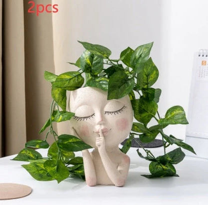 Resin forest decoration vase in coffee and white for home and garden decor