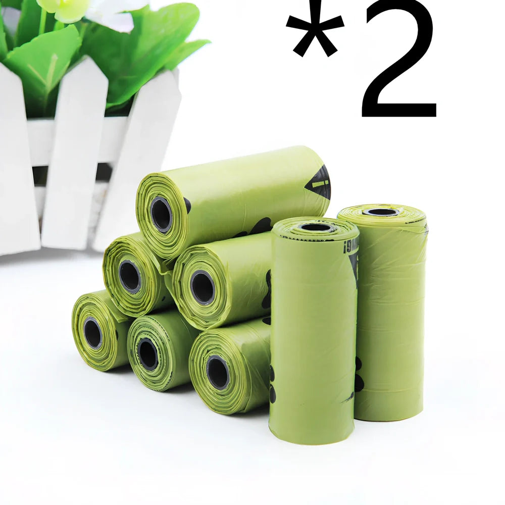 Green HDPE biodegradable dog waste bags on continuous roll with EPI technology