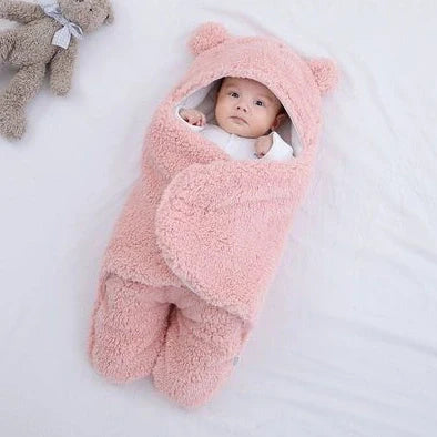 Baby Hold newborn swaddle sleeping bag with lamb wool fabric in blue colour option