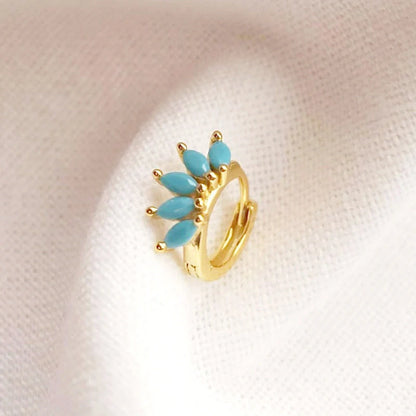 Gold plated horse eye stone earrings in wave shape, available in multiple colors