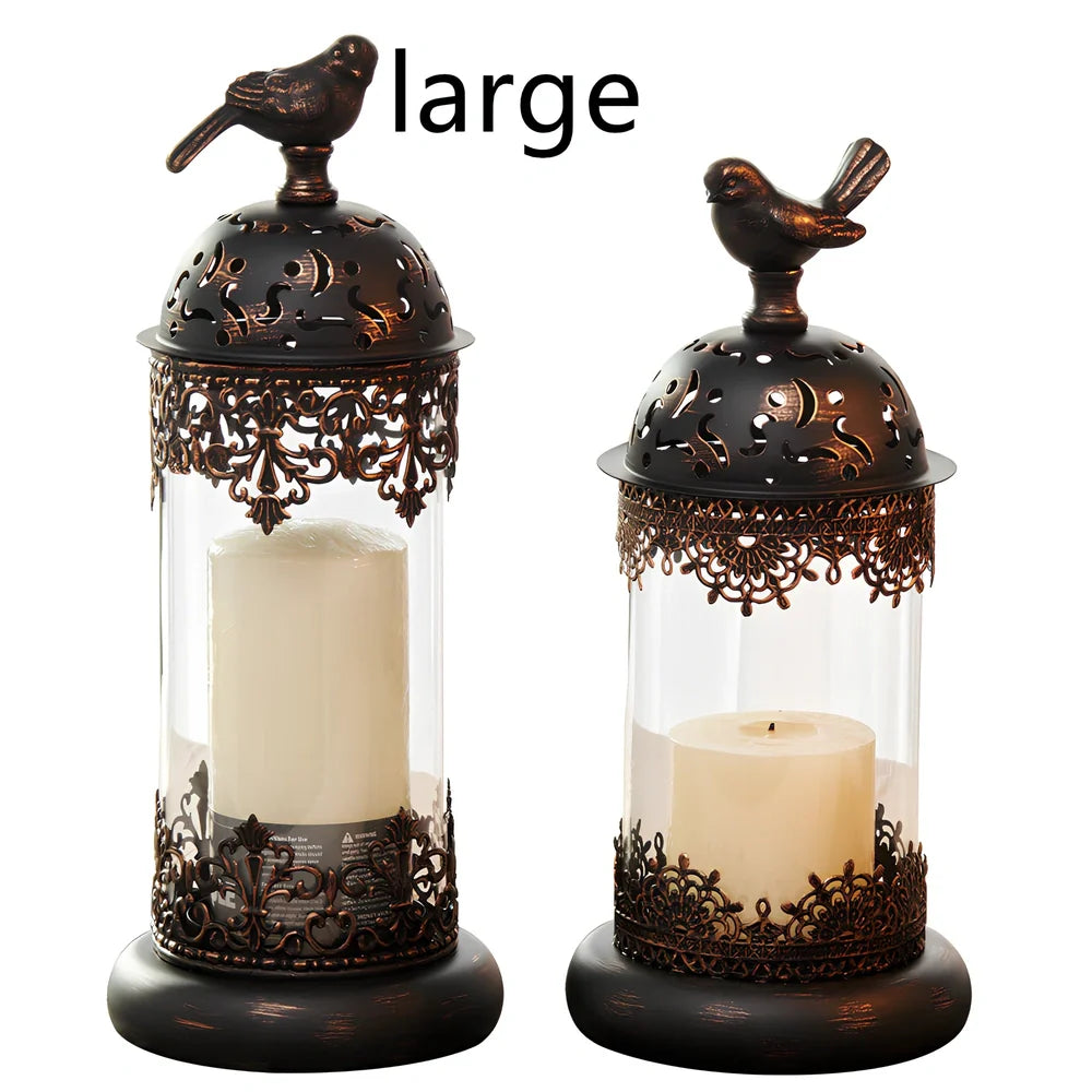 Iron baking paint candle holder in black 14x35cm size for home festive decoration