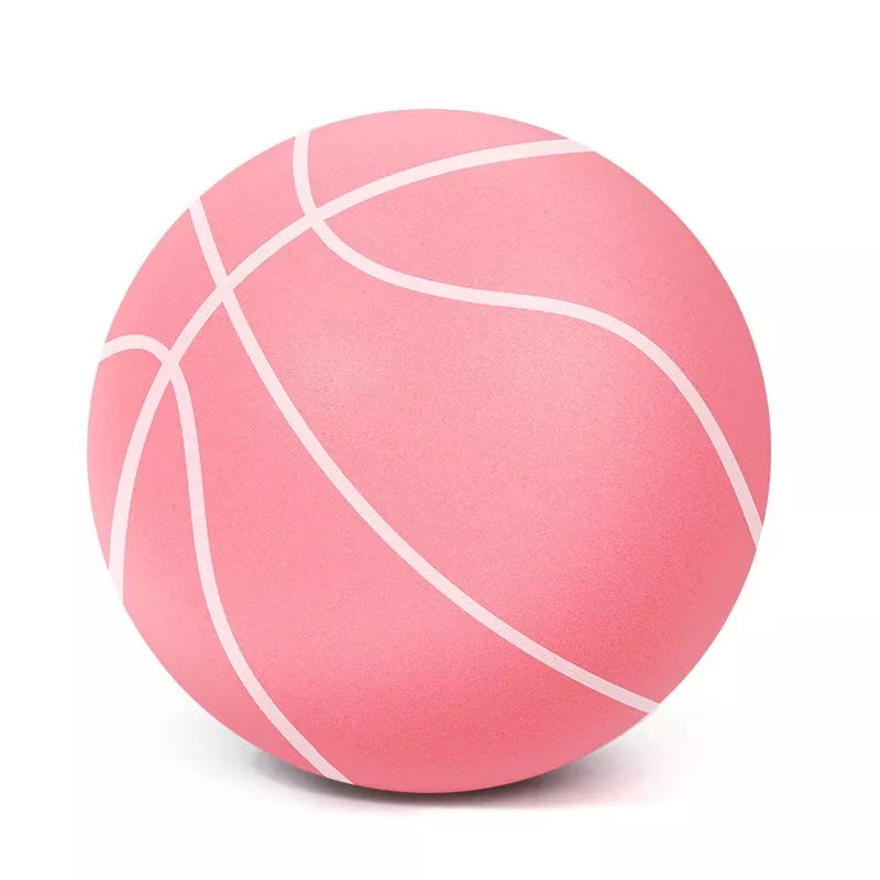 Indoor toddler silent basketball toy with elastic band in orange, cyan, blue, and pink