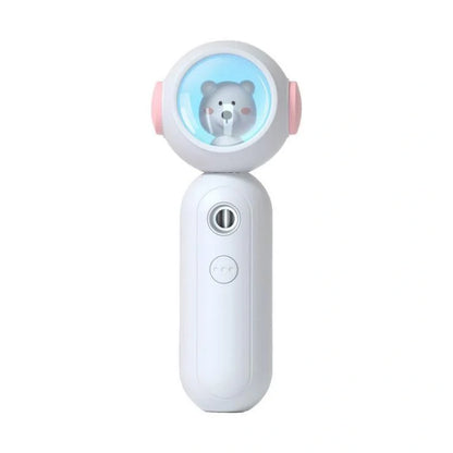 Handheld Nano Spray Steamer in cat pink, cat white, and alien red for portable skin hydration