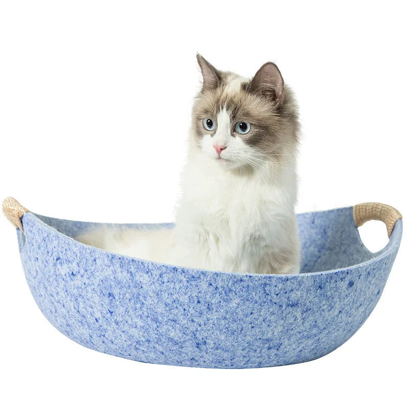 Pet Perch Cat Scratcher Bed House in various colors with zipper design and throw pillow