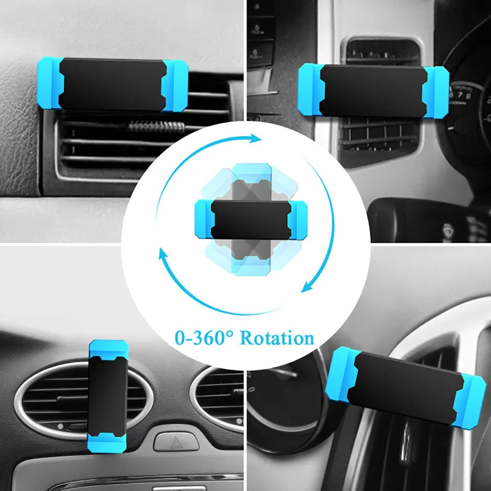 Mini car phone holder in Cross Black with adjustable clamp fitting 55-85mm devices