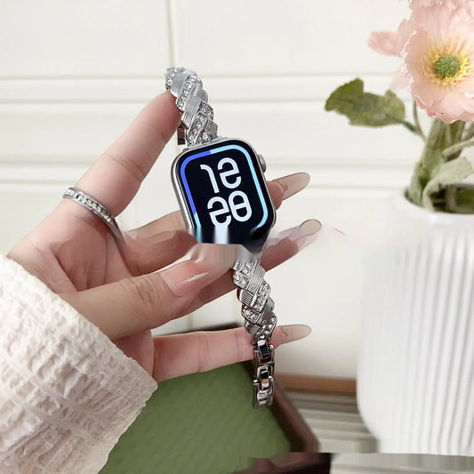 Twist diamond pattern zinc alloy watch strap in multiple colours for Apple Watch compatibility