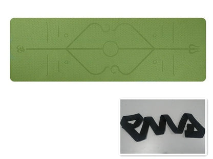 Premium non-slip yoga mat with printed alignment lines for improved form and stability during yoga practice