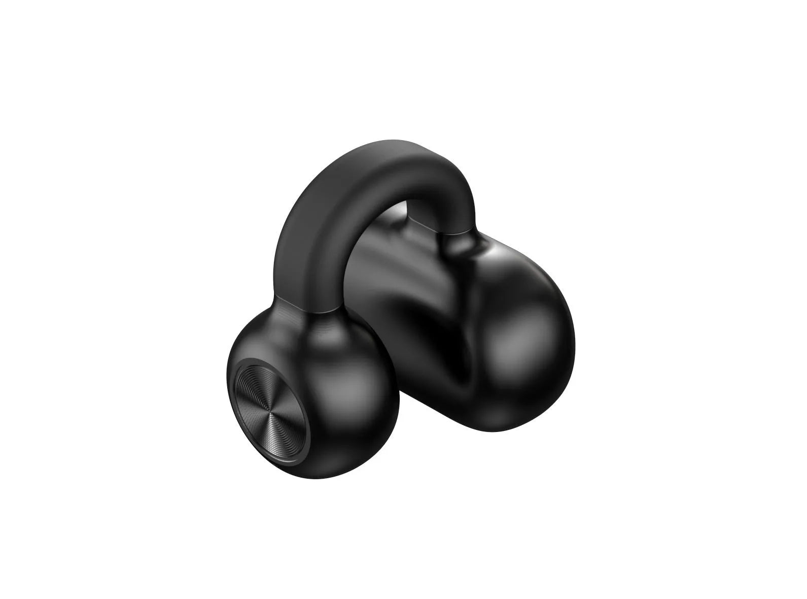Black clip-on bone conduction wireless Bluetooth earphones with charging cable