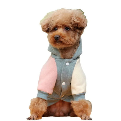 Cotton pet sweatshirt clothing for dogs and cats in brown, green, or pink colours