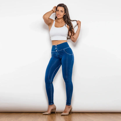 Shascullfites Melody Butt Lifting Jeggings in dark blue, high waist design for women