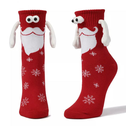 Couple magnetic handle Christmas hand socks in various festive designs