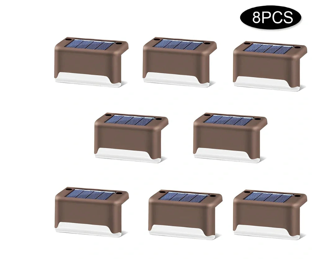 Coffee-coloured solar step light with amorphous silicon panel for outdoor staircase and garden illumination