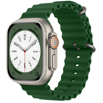 Ocean silicone watch band in midnight blue for Apple Watch 42mm, with buckle closure and flexible fit