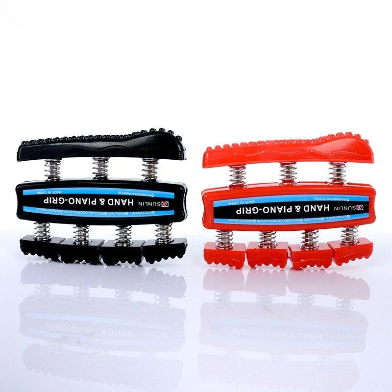 Durable ABS hand grip trainer for finger strength and rehabilitation, available in black and red