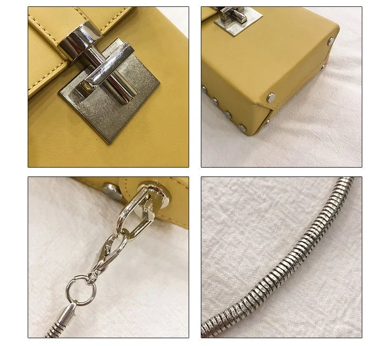 Women's horizontal square wild shoulder chain bag with zipper pocket in various colors