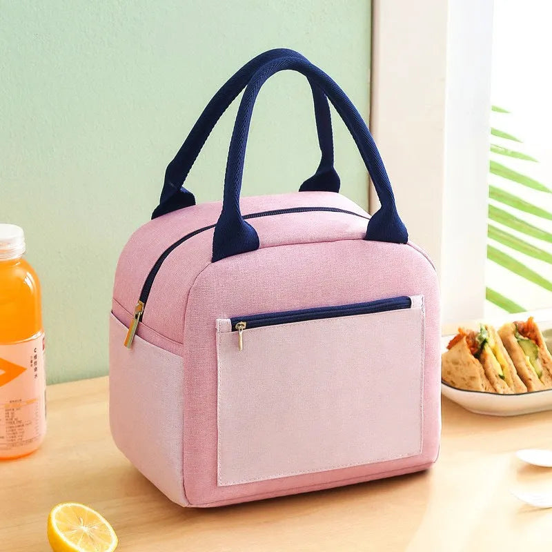 Aluminium foil thickening waterproof lunch insulation bag in blue colour with modern simple design