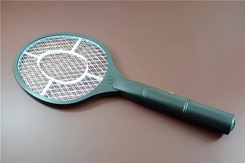 Portable black electric mosquito swatter with 3V grid, 20 cm foldable design for insect zapping