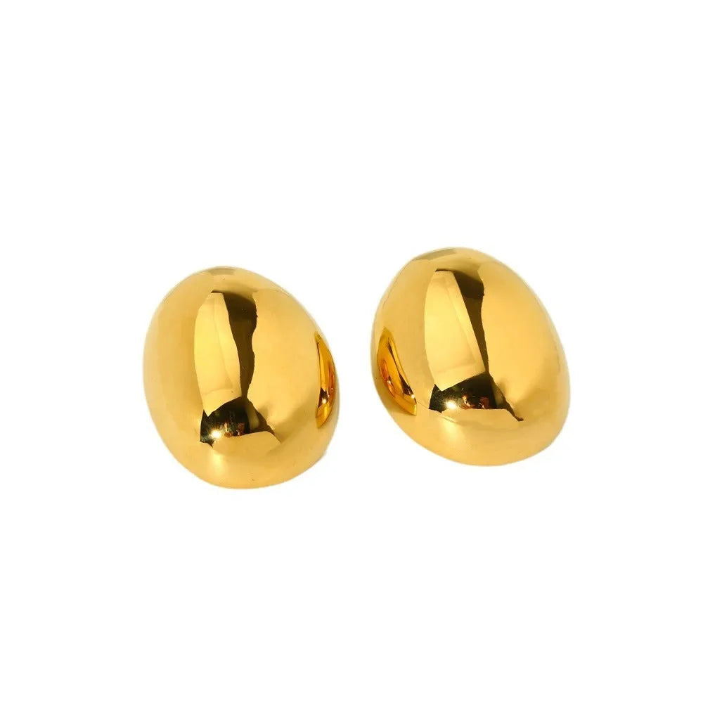Geometric stainless steel ear studs with glazed surface in 18K gold colour finish