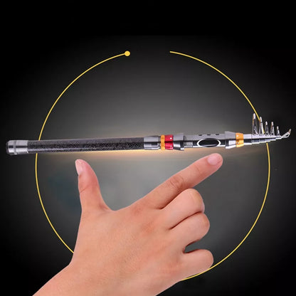 Telescopic carbon-fiber fishing rod set with spinning reel combo, compact and durable